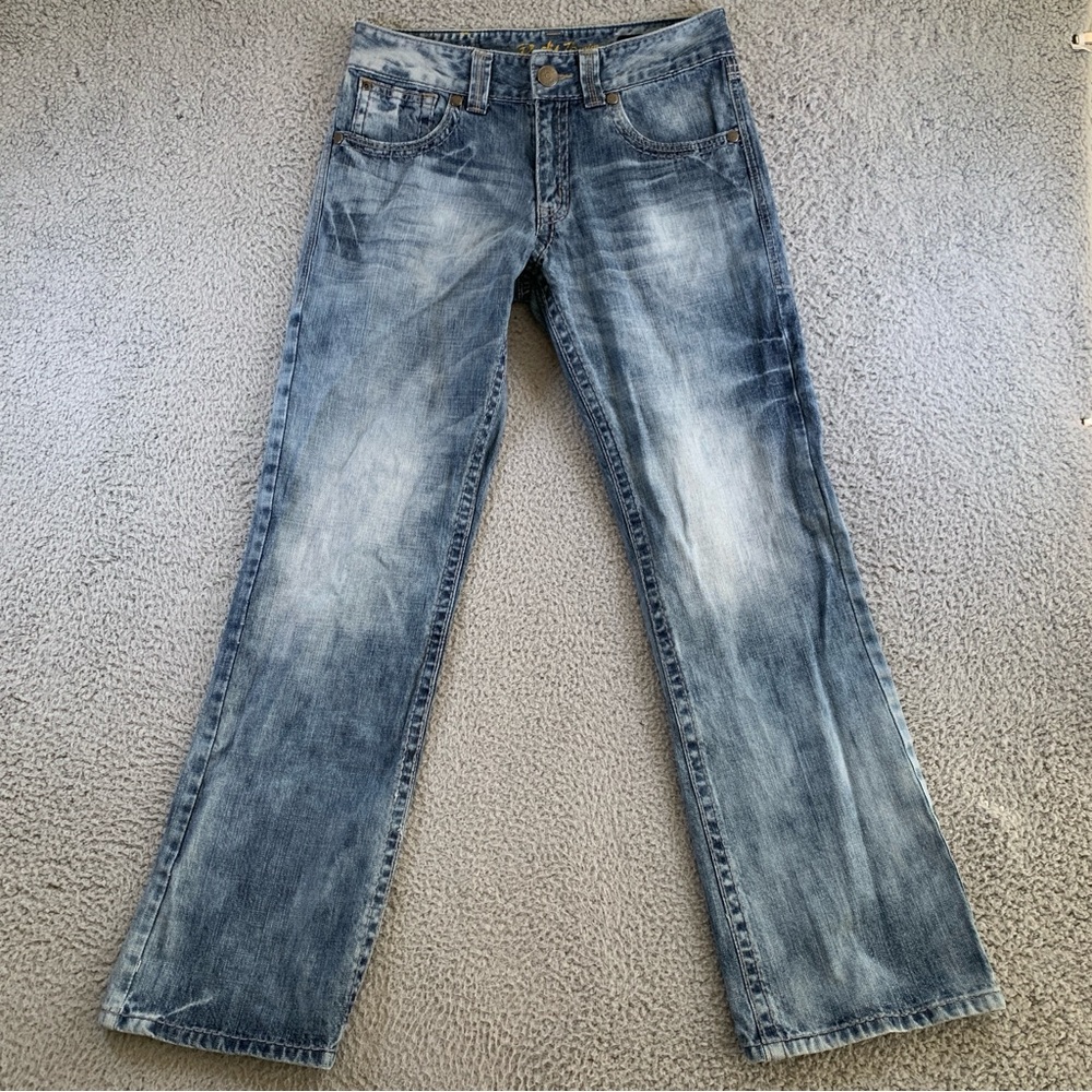 Wrangler Rock 47 Denim Jeans Men's Zip Fly Relaxed Boot 100% Cotton Blue 32x32